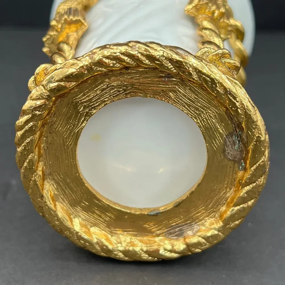 Stylebuilt Gold Plated Ormolu Porcelain Tassel Soap Dish and Toothbrush Holder